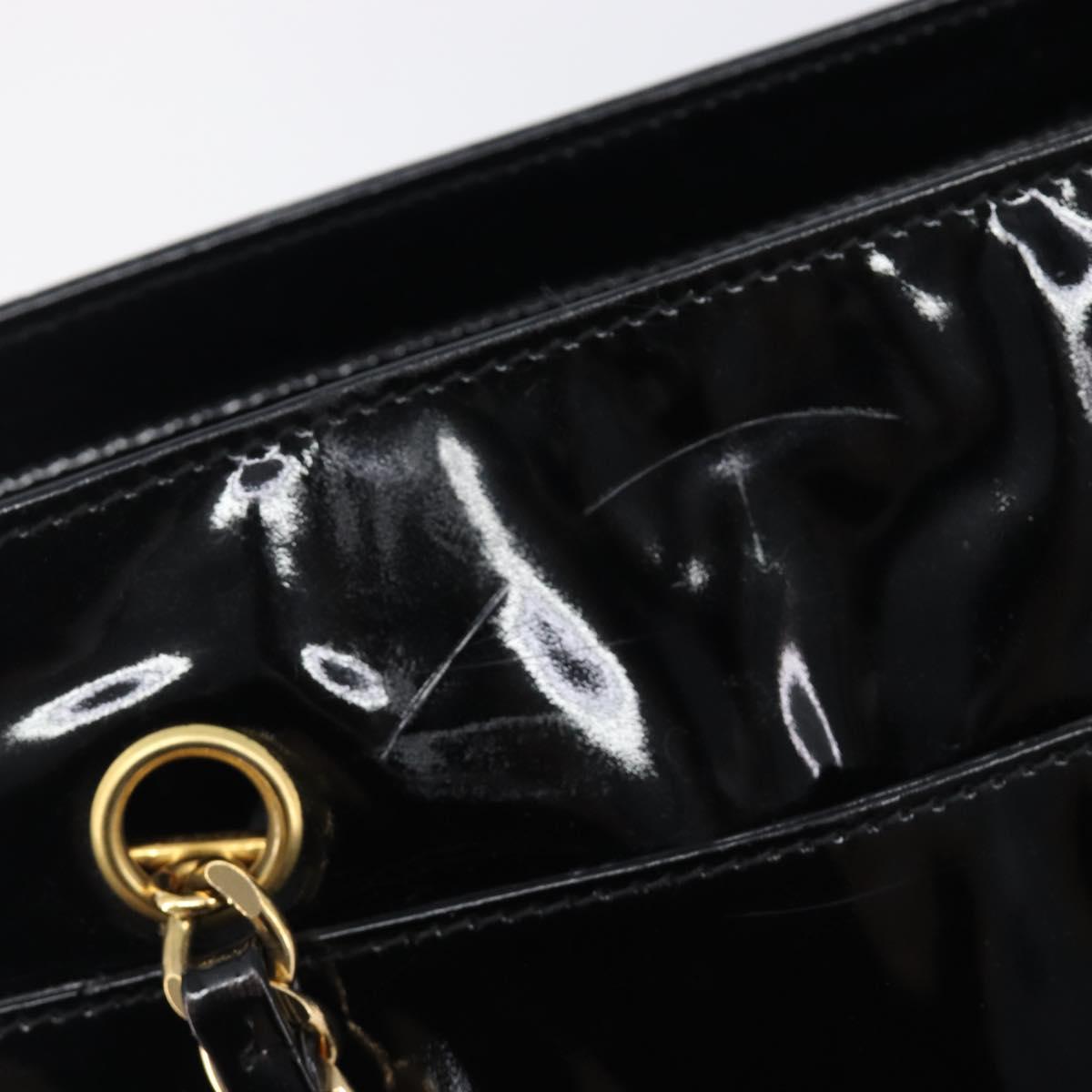 CHANEL COCO Mark Chain Shoulder Bag Patent Black Gold Tone CC Auth BA16492