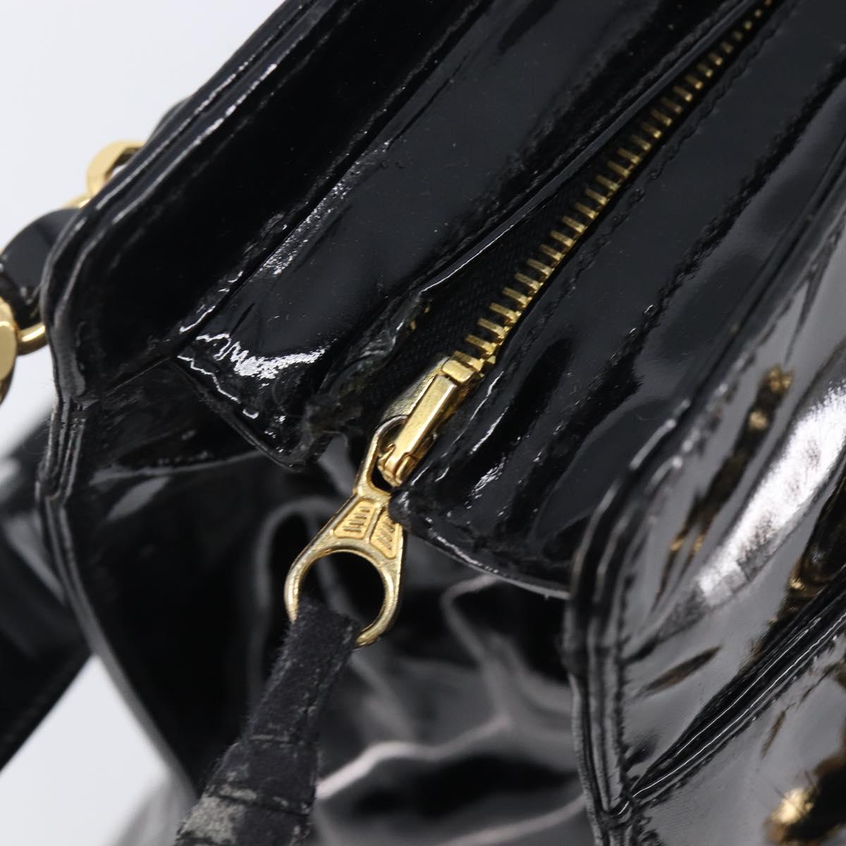 CHANEL COCO Mark Chain Shoulder Bag Patent Black Gold Tone CC Auth BA16492