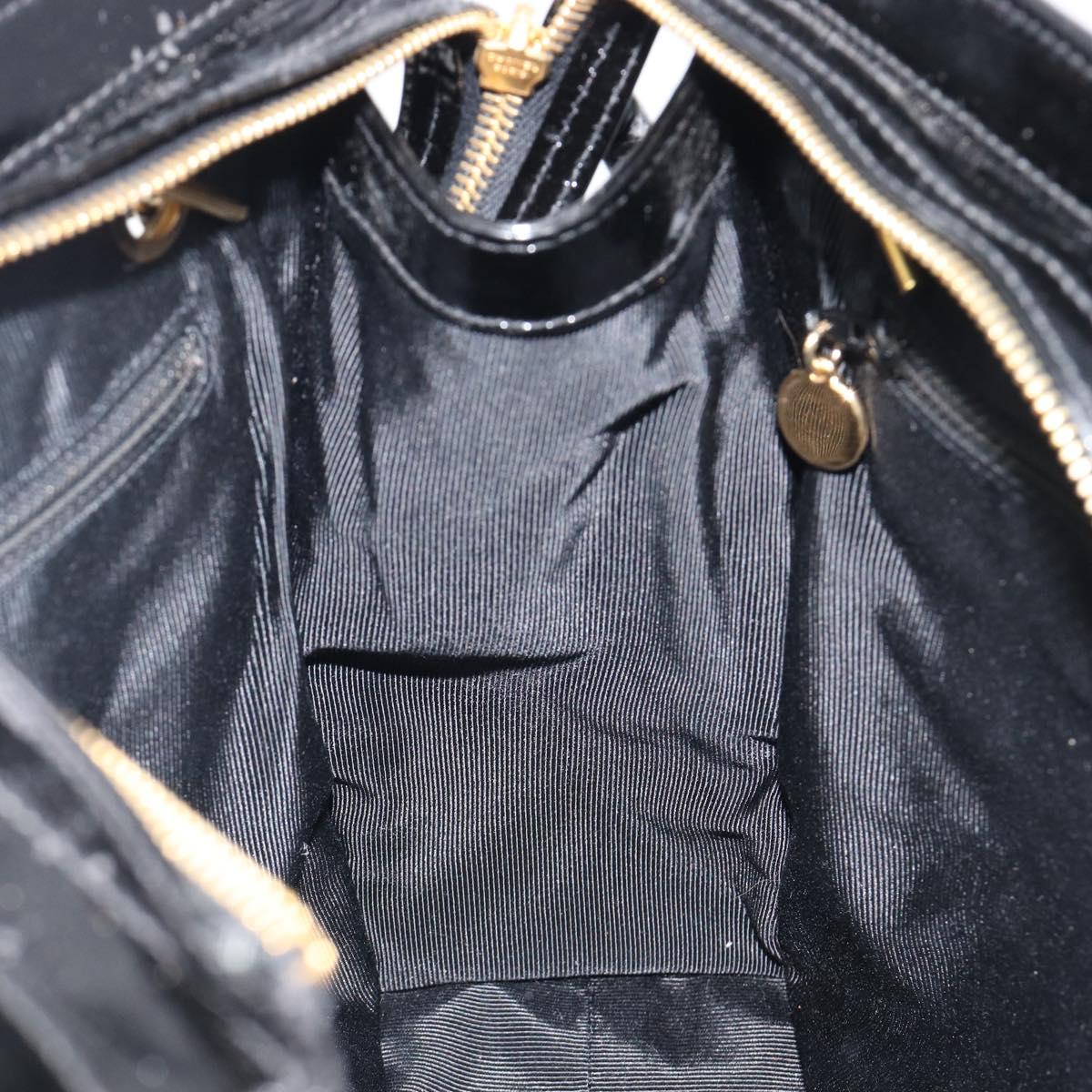 CHANEL COCO Mark Chain Shoulder Bag Patent Black Gold Tone CC Auth BA16492