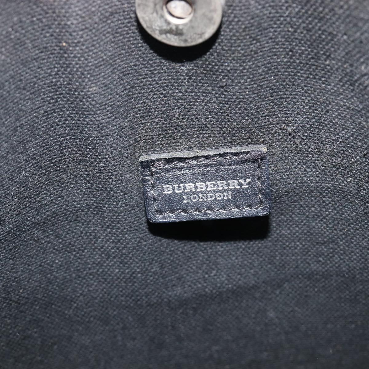 BURBERRY Nova Check Hand Bag PVC Leather Beige Black Auth BA16493