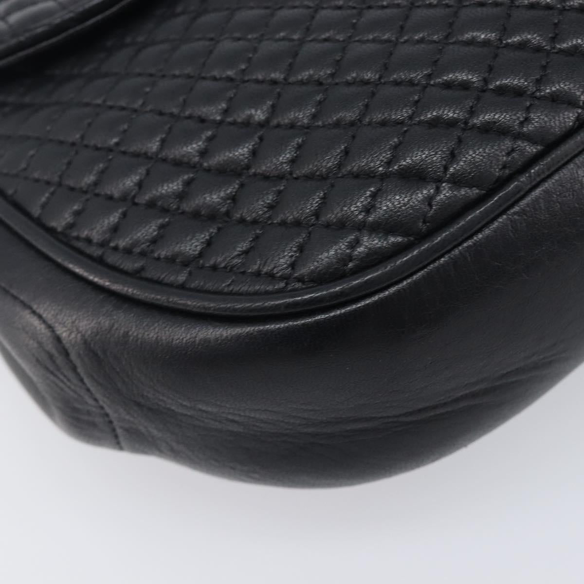 Bally Chain Shoulder Bag Leather Black Gold Tone Auth BA16494