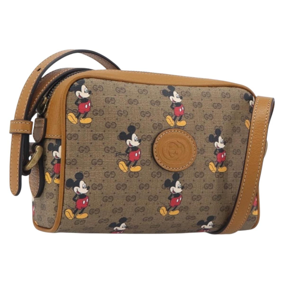 GUCCI MicroGG Disney Mickey Mouse Shoulder Bag PVC Beige 602536 Auth BA16497M