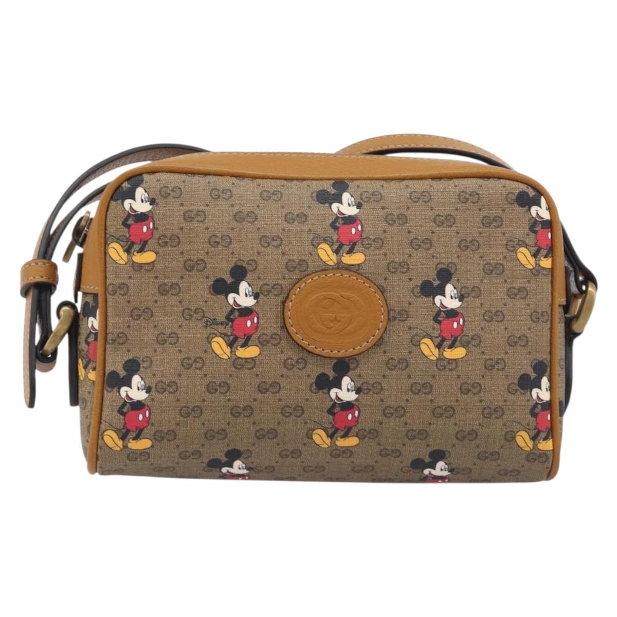 GUCCI MicroGG Disney Mickey Mouse Shoulder Bag PVC Beige 602536 Auth BA16497M