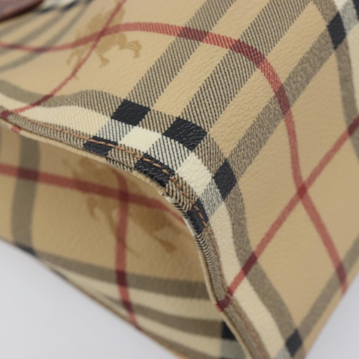 BURBERRY Nova Check Hand Bag PVC Leather Beige Auth BA16500V