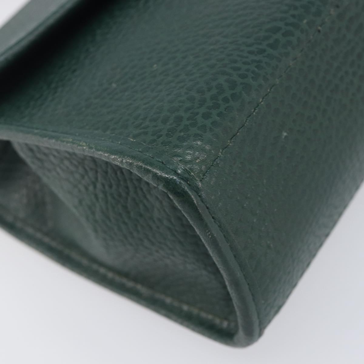 Christian Dior Hand Bag Leather Green Gold Tone Auth BA16502