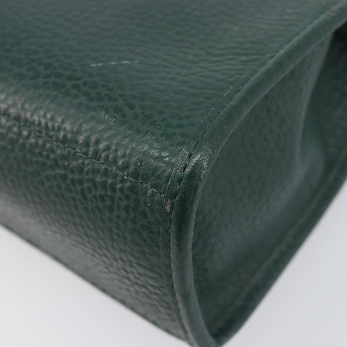 Christian Dior Hand Bag Leather Green Gold Tone Auth BA16502