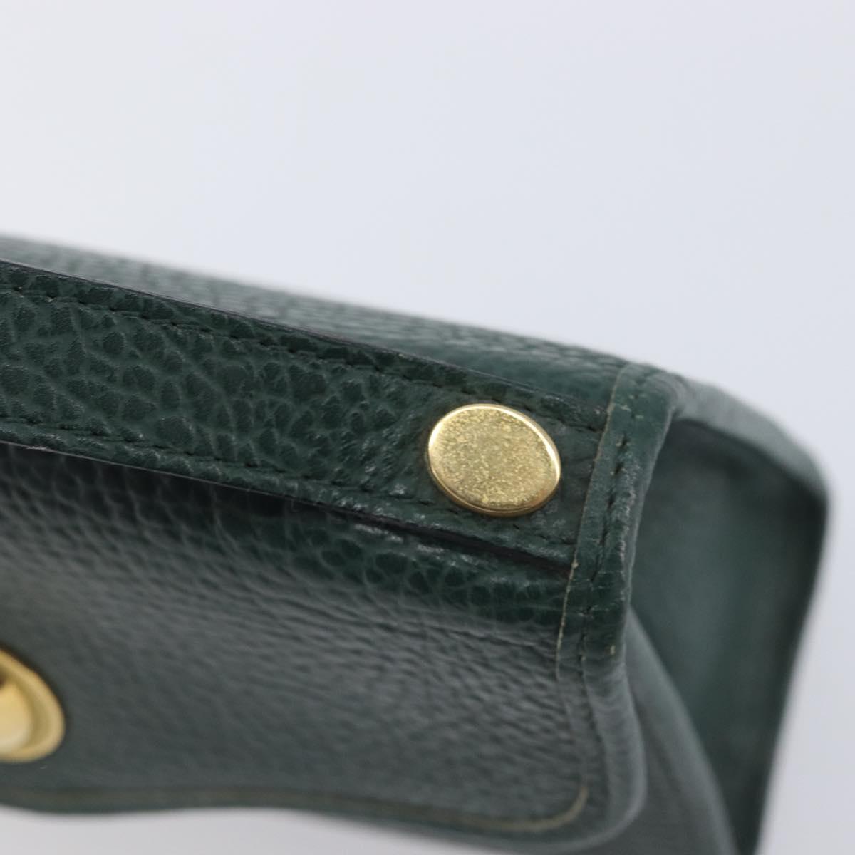 Christian Dior Hand Bag Leather Green Gold Tone Auth BA16502