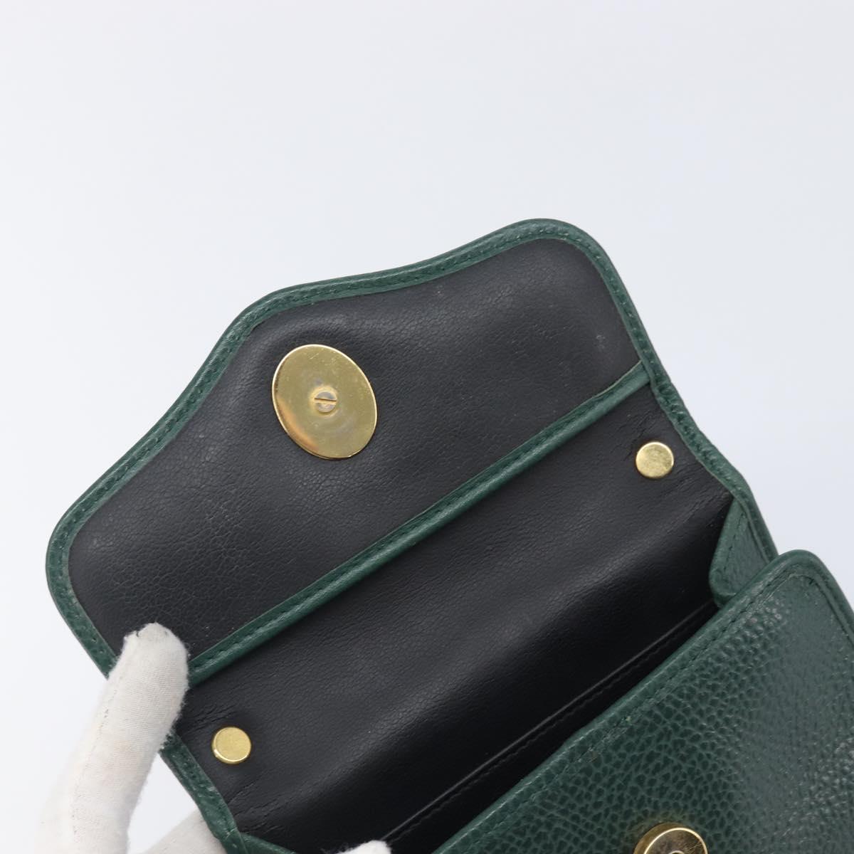 Christian Dior Hand Bag Leather Green Gold Tone Auth BA16502