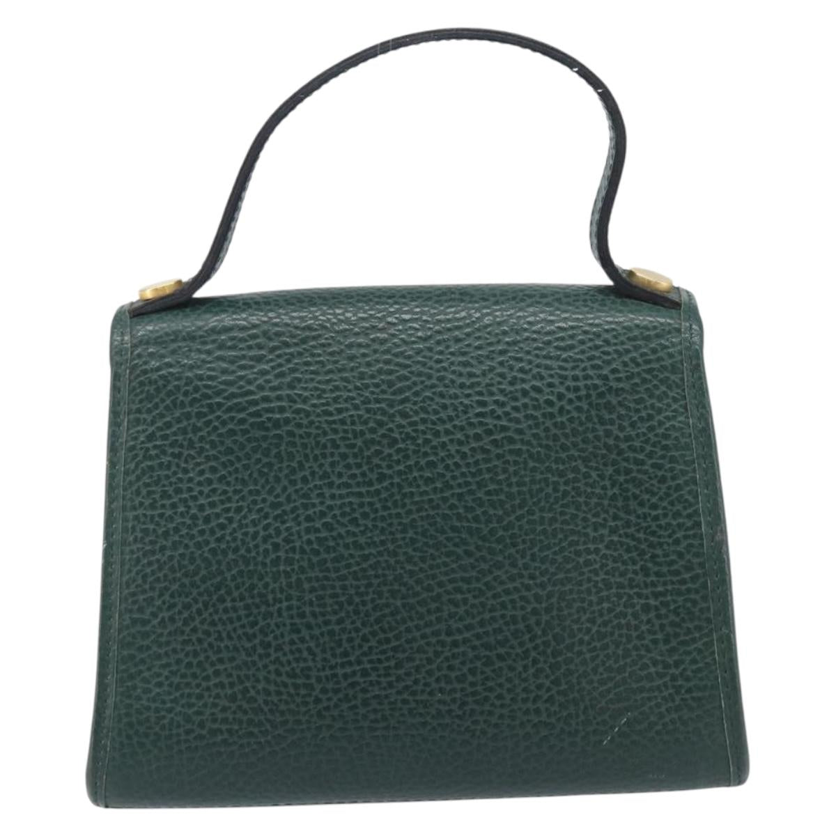 Christian Dior Hand Bag Leather Green Gold Tone Auth BA16502