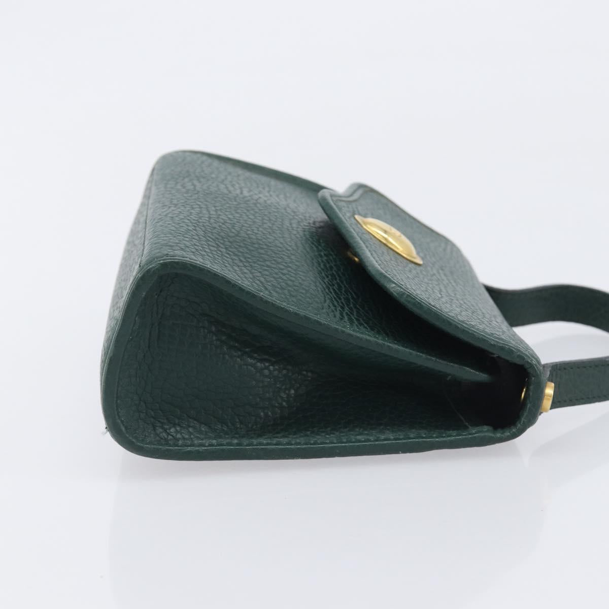 Christian Dior Hand Bag Leather Green Gold Tone Auth BA16502