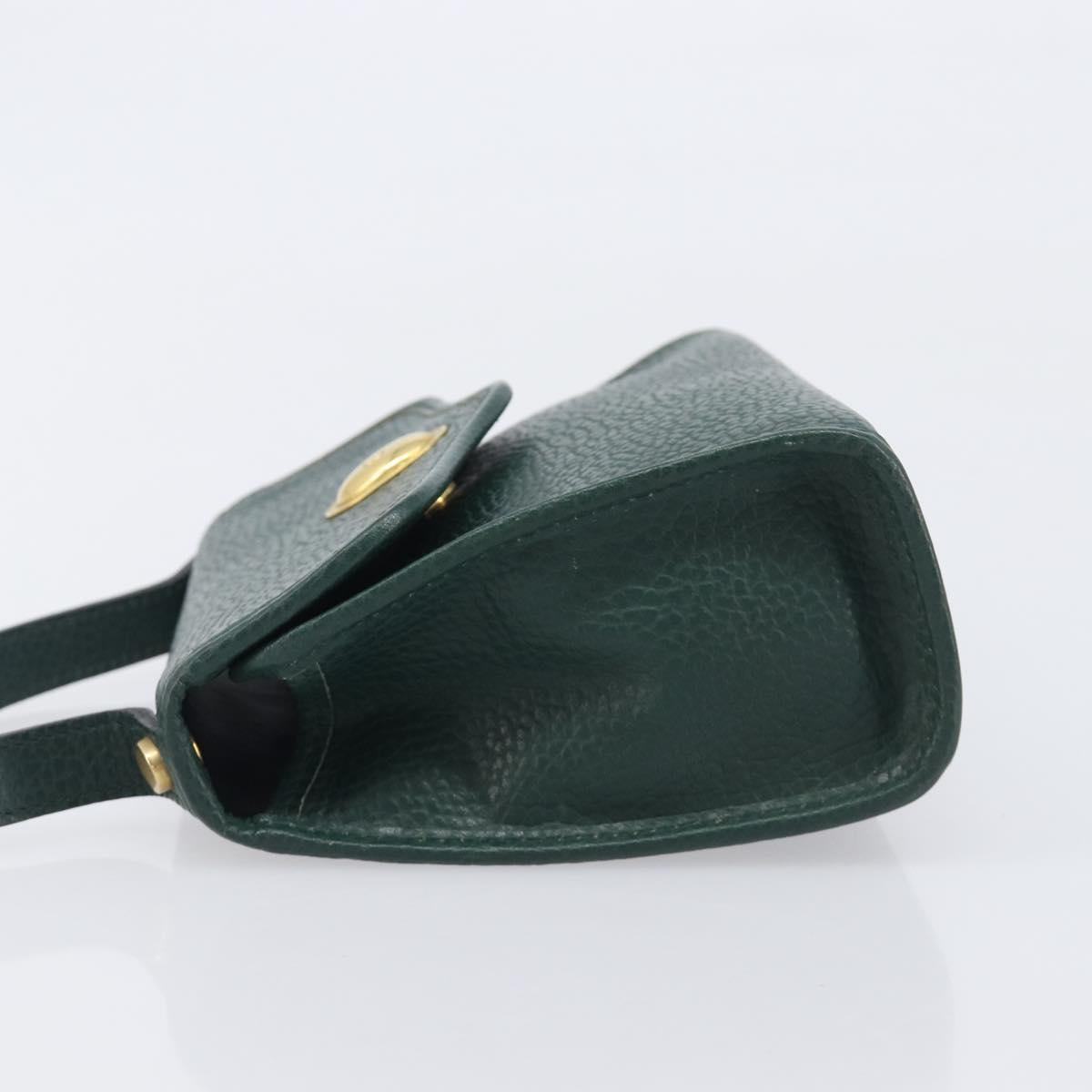 Christian Dior Hand Bag Leather Green Gold Tone Auth BA16502