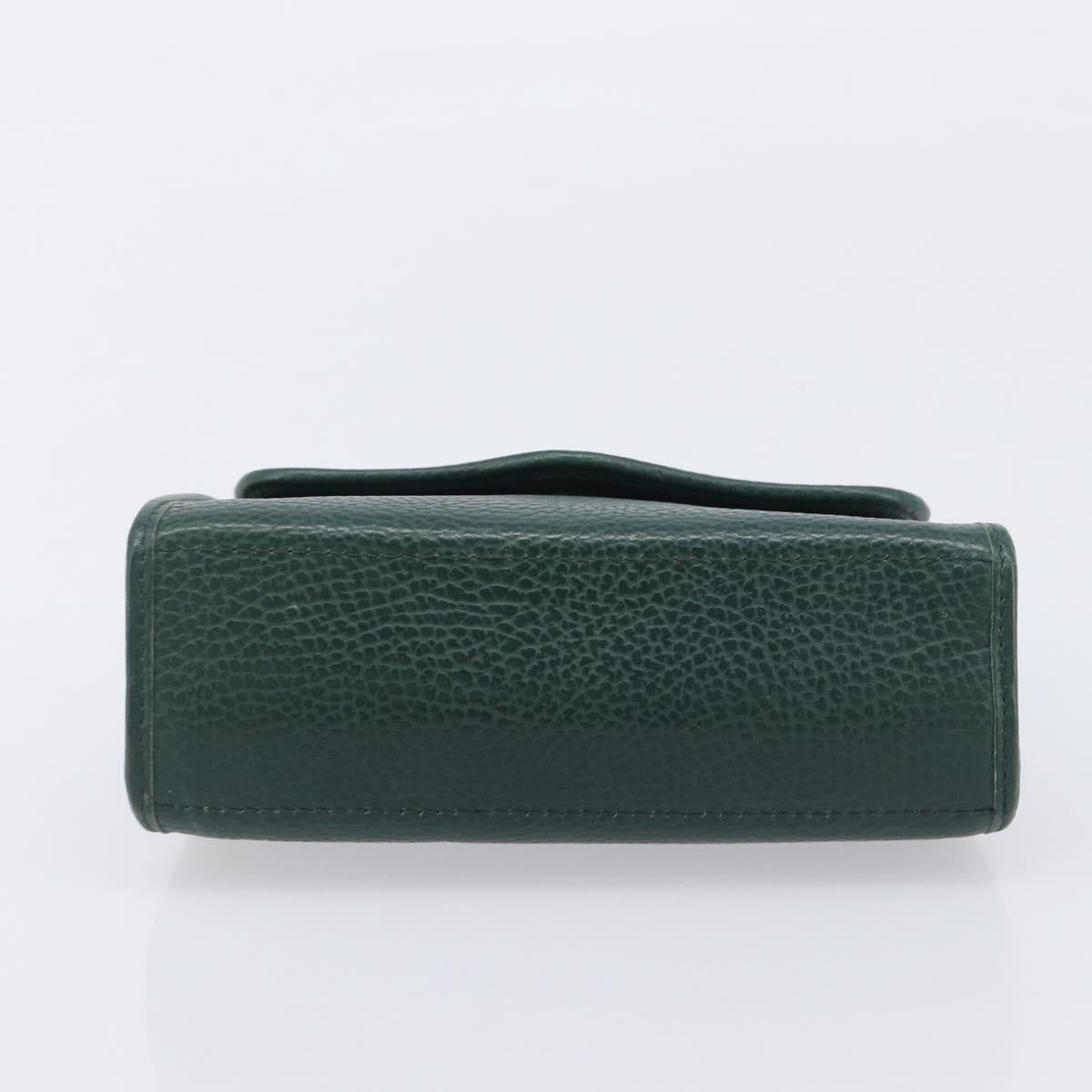 Christian Dior Hand Bag Leather Green Gold Tone Auth BA16502