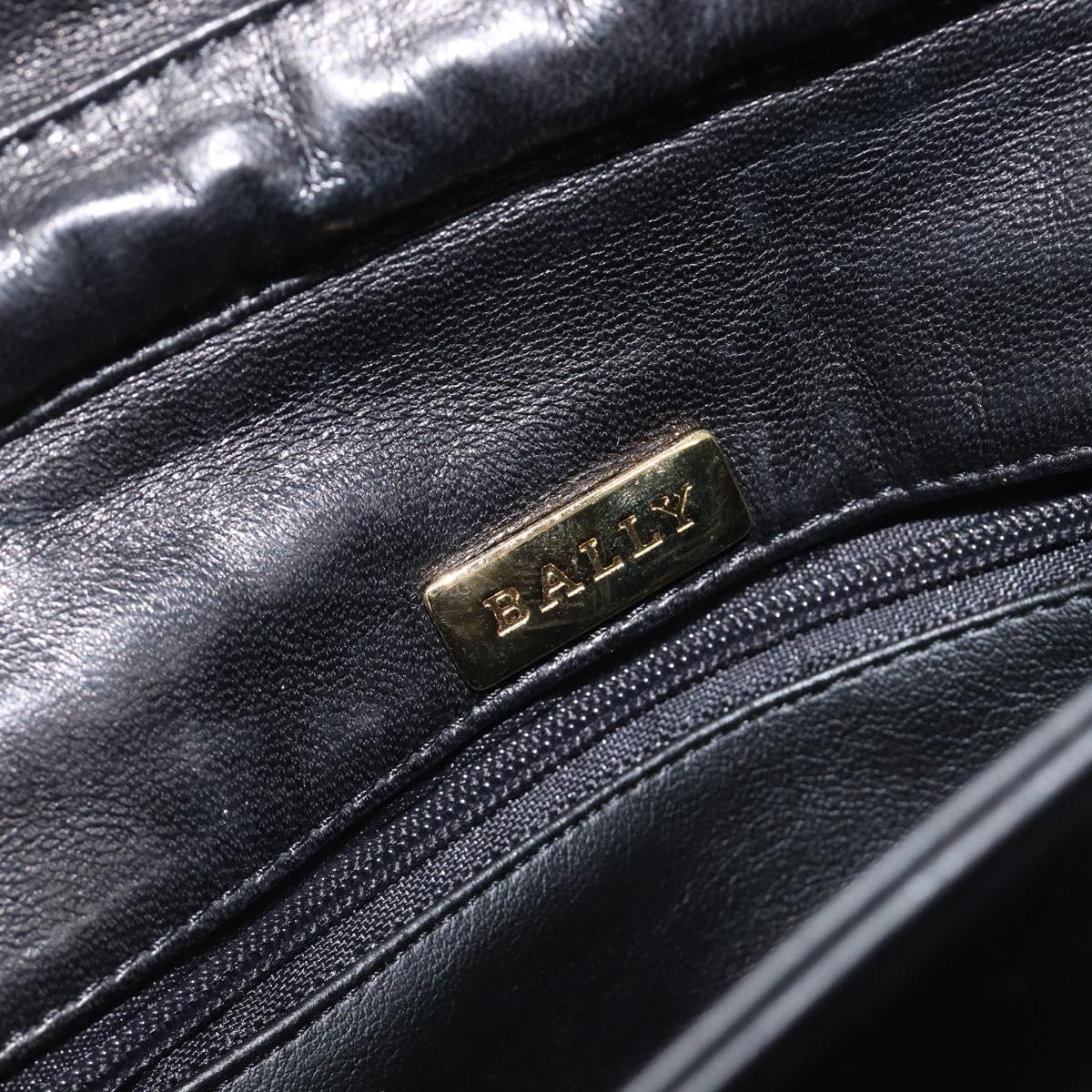 Bally Chain Shoulder Bag Leather Black Gold Tone Auth BA16503