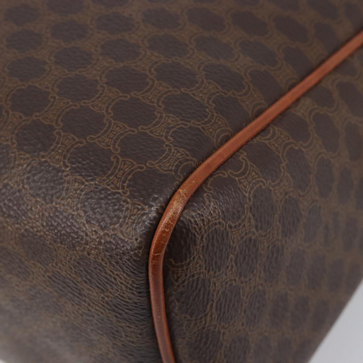 CELINE Macadam Hand Bag PVC Brown Gold Tone Auth BA16504