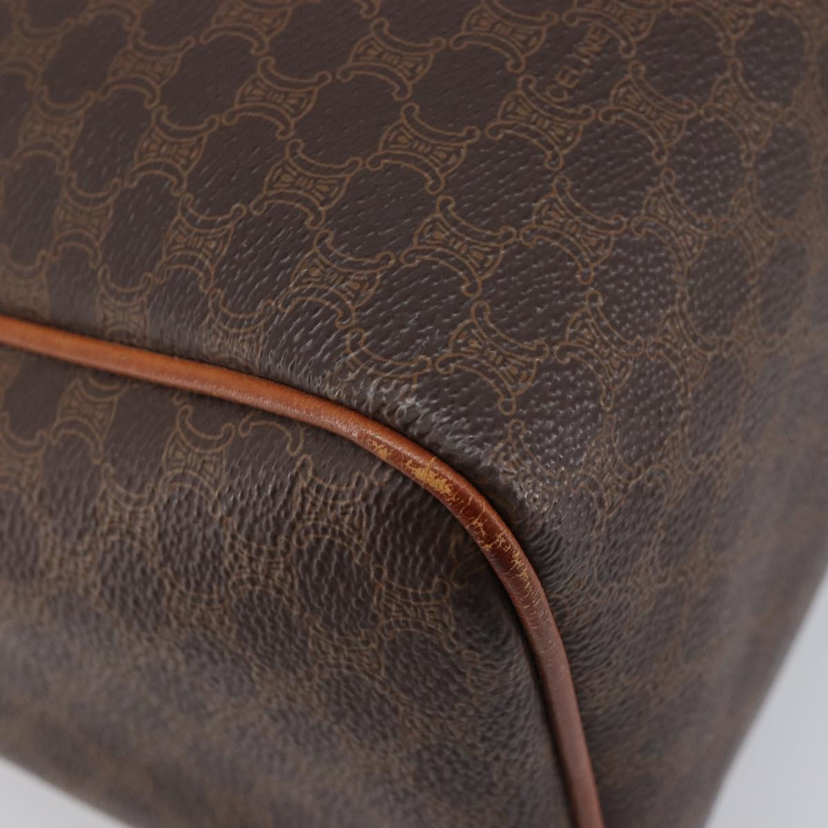 CELINE Macadam Hand Bag PVC Brown Gold Tone Auth BA16504