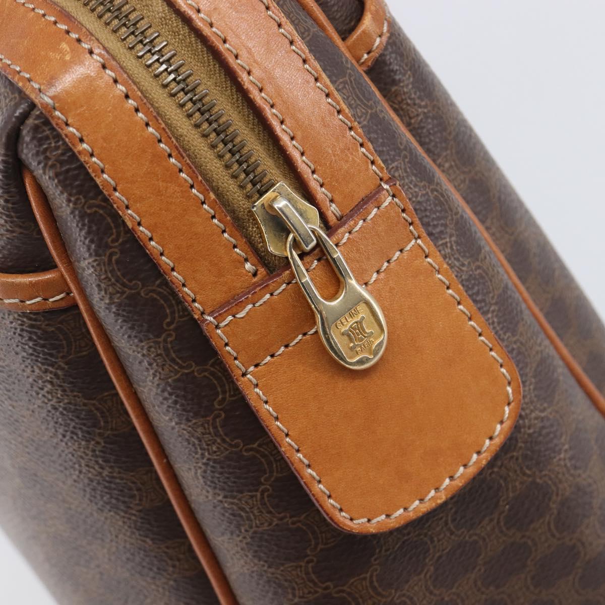 CELINE Macadam Hand Bag PVC Brown Gold Tone Auth BA16504