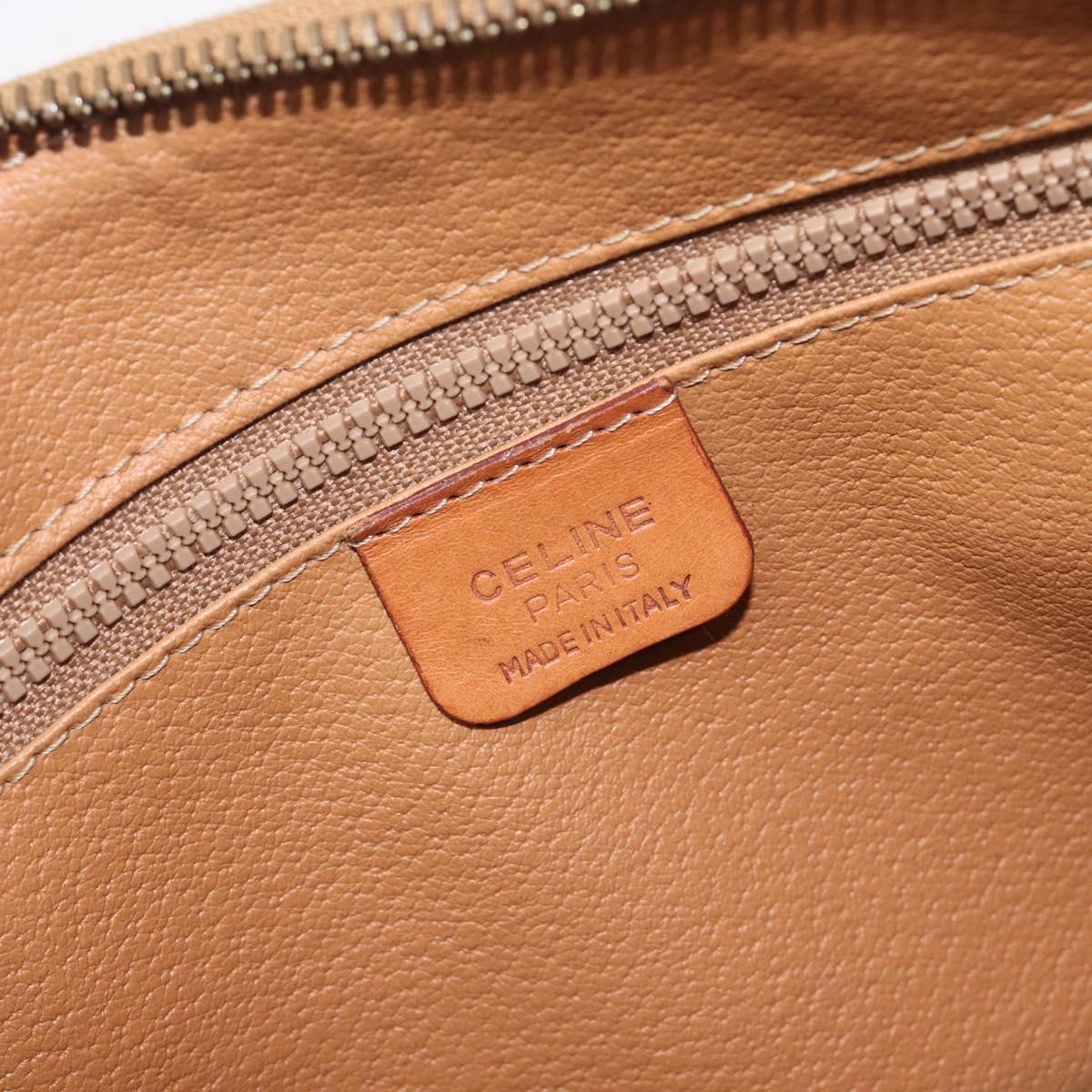CELINE Macadam Hand Bag PVC Brown Gold Tone Auth BA16504