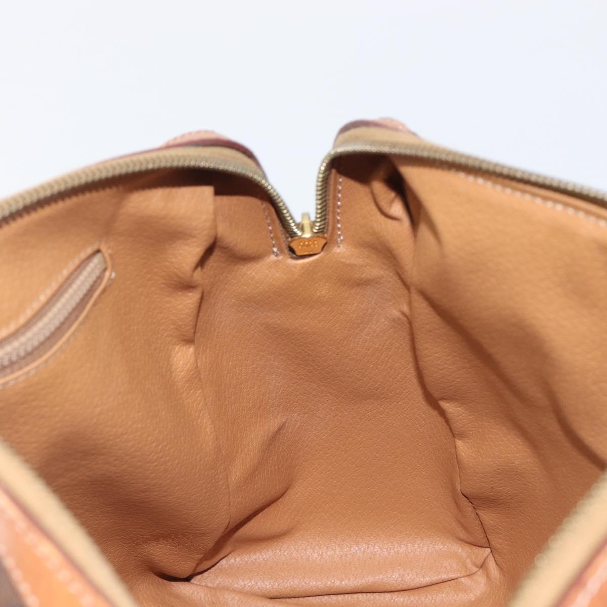 CELINE Macadam Hand Bag PVC Brown Gold Tone Auth BA16504