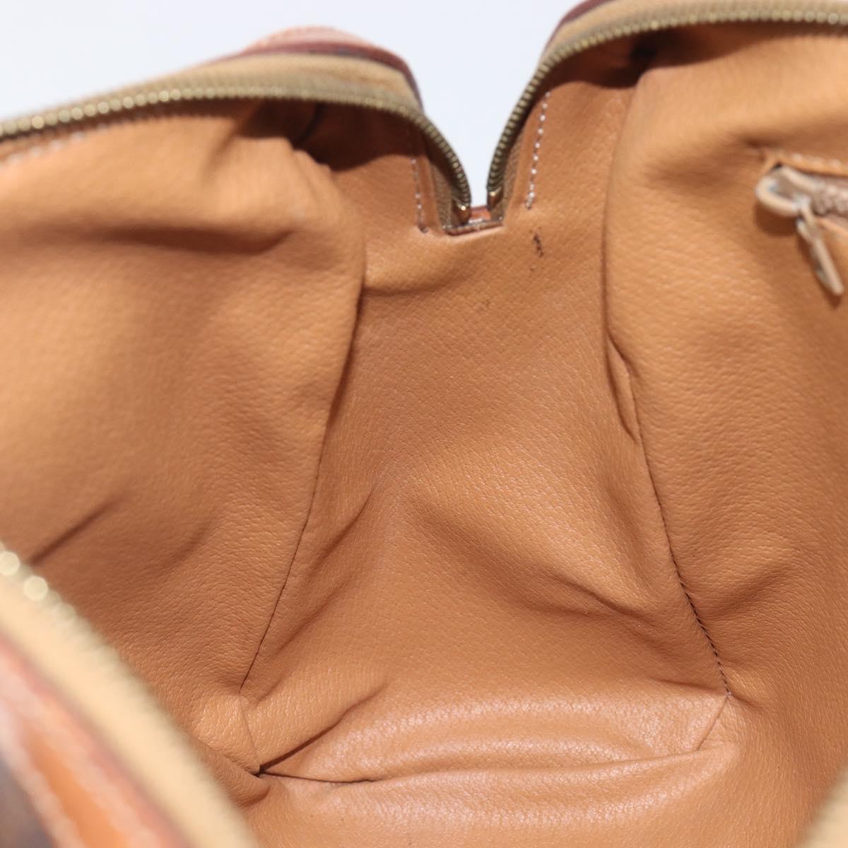 CELINE Macadam Hand Bag PVC Brown Gold Tone Auth BA16504