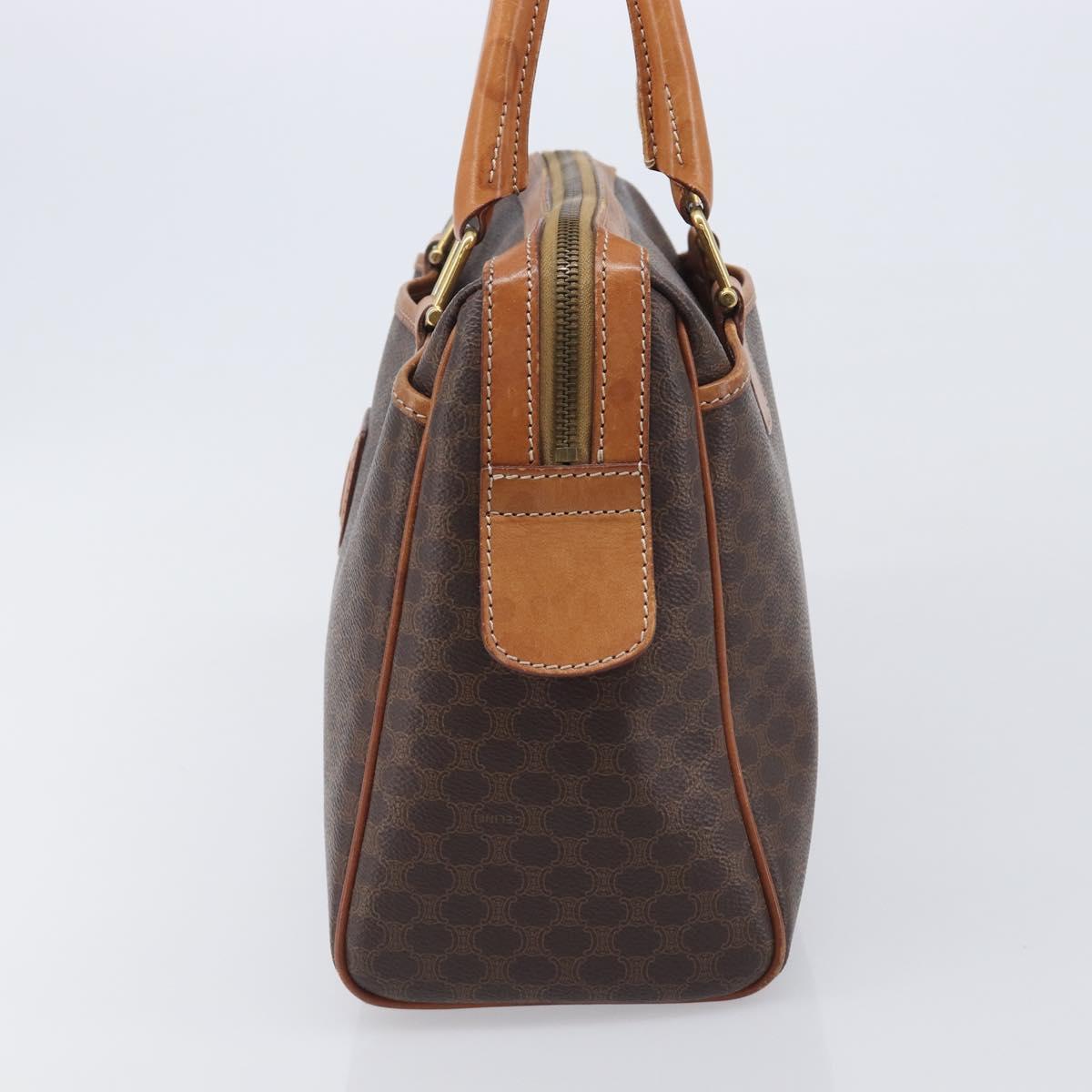 CELINE Macadam Hand Bag PVC Brown Gold Tone Auth BA16504
