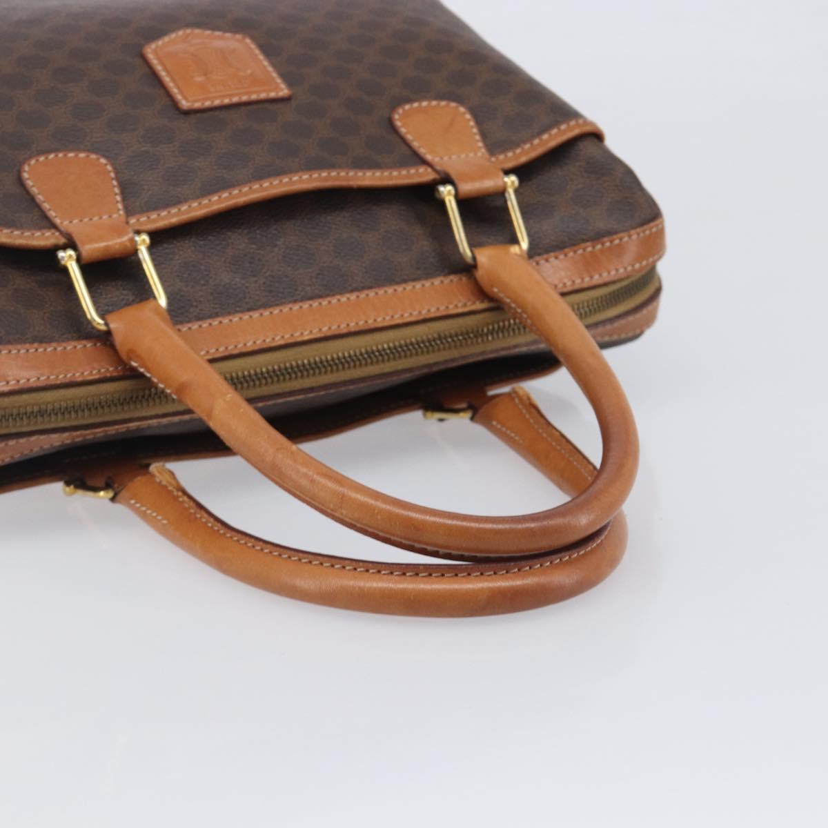 CELINE Macadam Hand Bag PVC Brown Gold Tone Auth BA16504