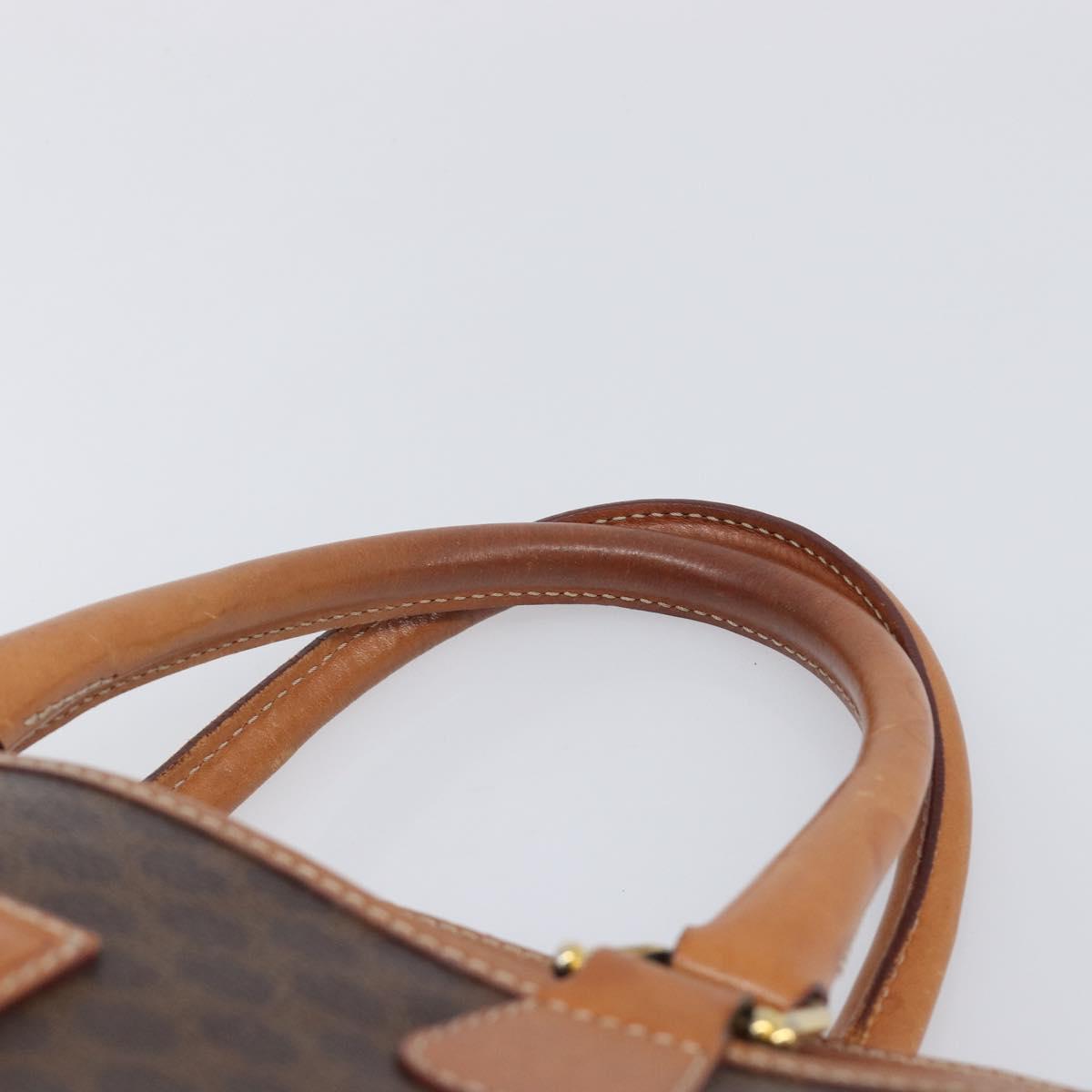 CELINE Macadam Hand Bag PVC Brown Gold Tone Auth BA16504