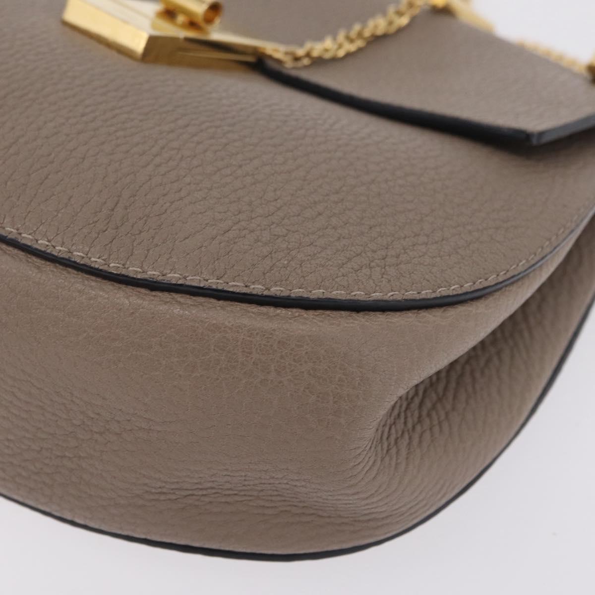 Chloe Chain Drew Shoulder Bag Leather Beige Gold Tone Auth BA16509