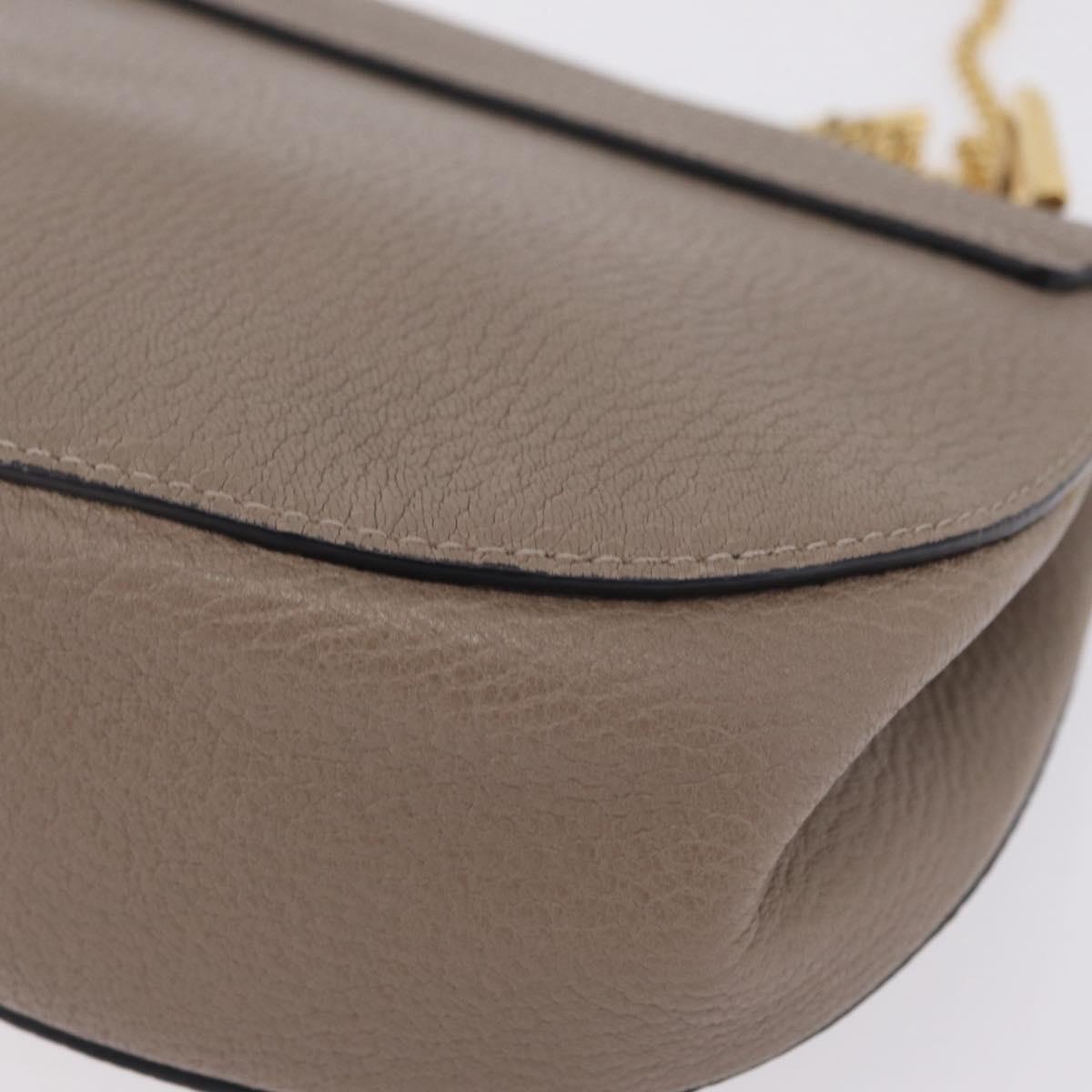 Chloe Chain Drew Shoulder Bag Leather Beige Gold Tone Auth BA16509