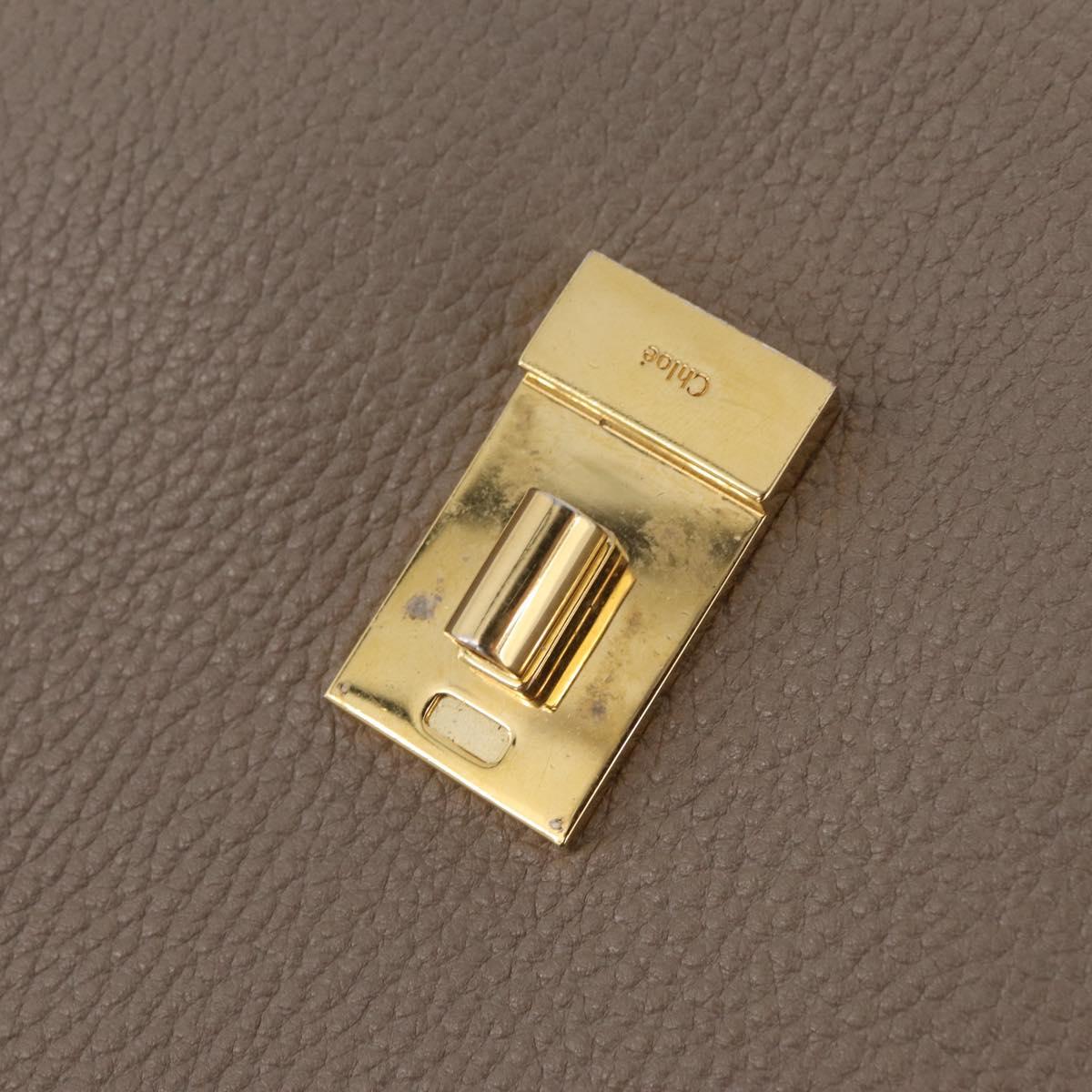 Chloe Chain Drew Shoulder Bag Leather Beige Gold Tone Auth BA16509