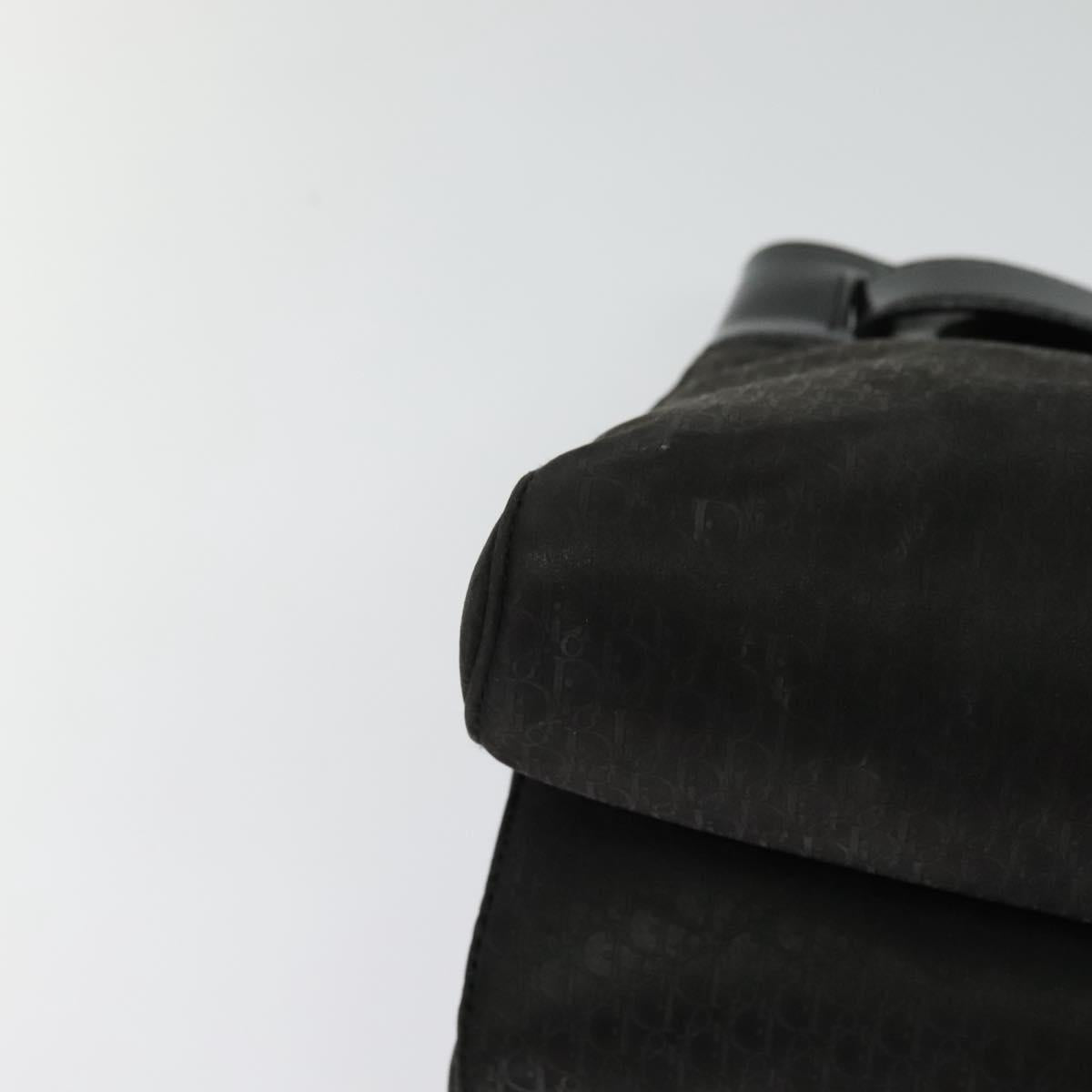 Christian Dior Trotter Canvas Hand Bag Black Gold Auth BA1651