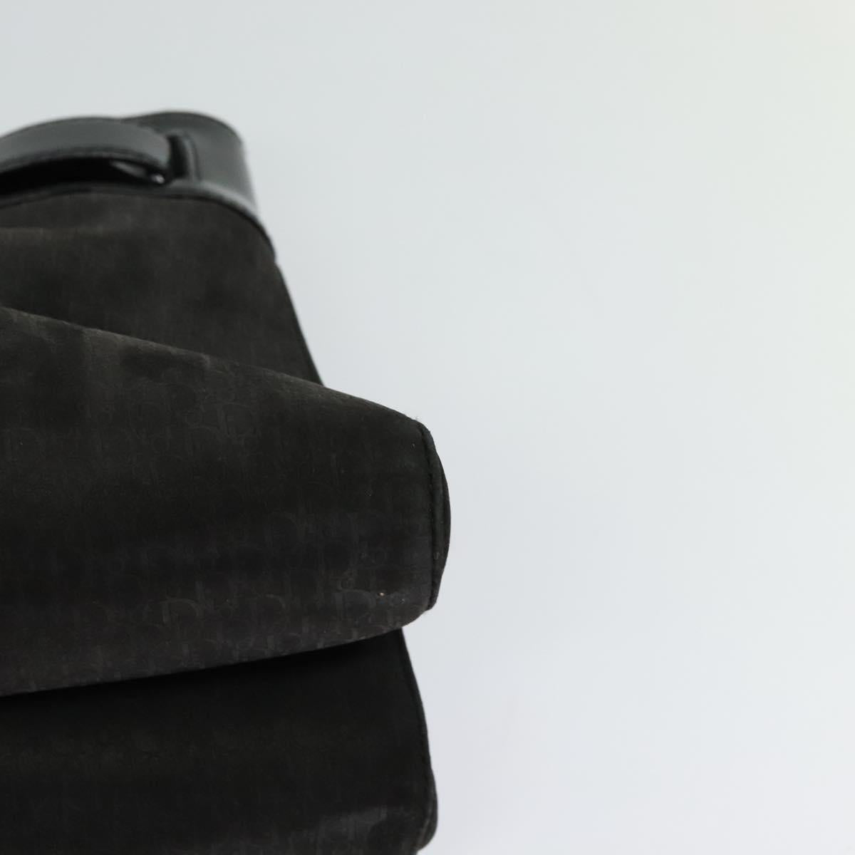 Christian Dior Trotter Canvas Hand Bag Black Gold Auth BA1651