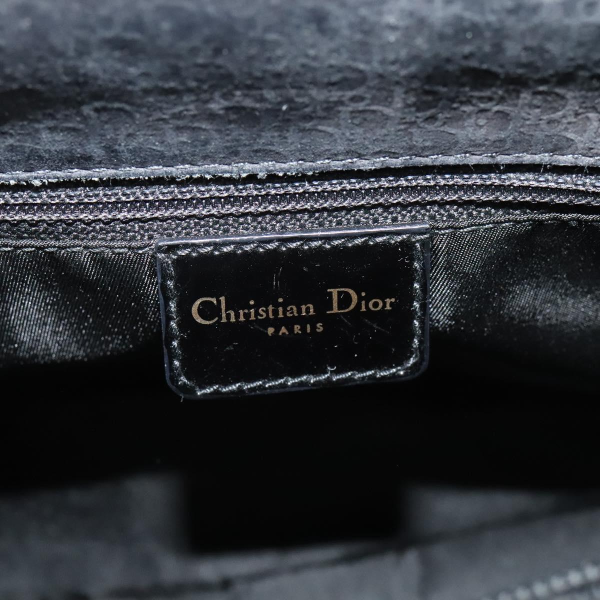 Christian Dior Trotter Canvas Hand Bag Black Gold Auth BA1651