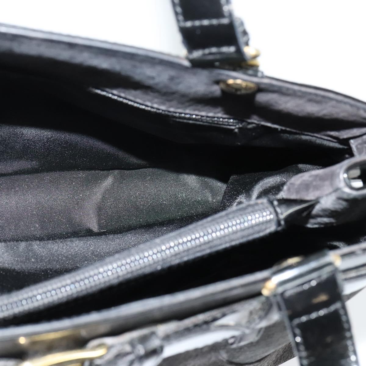 Christian Dior Trotter Canvas Hand Bag Black Gold Auth BA1651