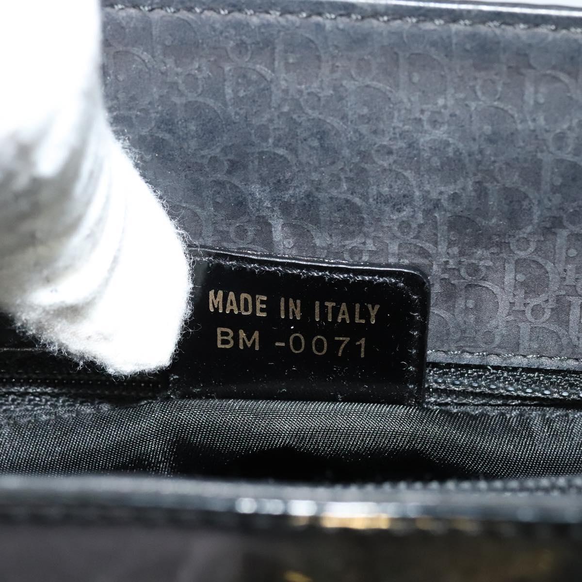 Christian Dior Trotter Canvas Hand Bag Black Gold Auth BA1651