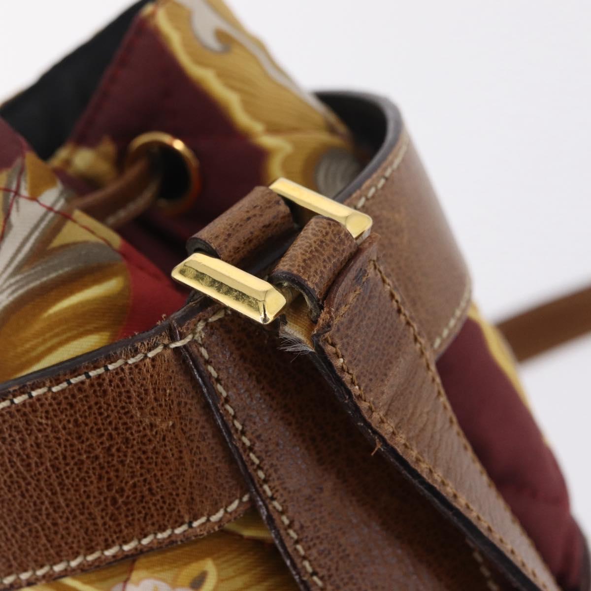 Salvatore Ferragamo Shoulder Bag Silk Red Brown Auth BA16513A
