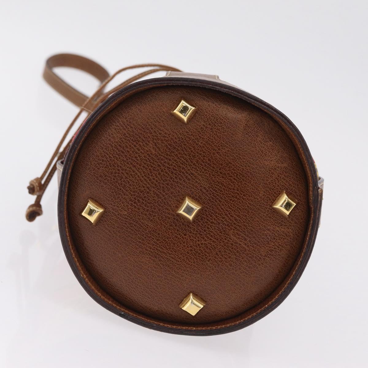 Salvatore Ferragamo Shoulder Bag Silk Red Brown Auth BA16513A