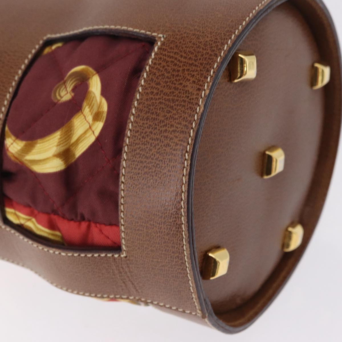 Salvatore Ferragamo Shoulder Bag Silk Red Brown Auth BA16513A