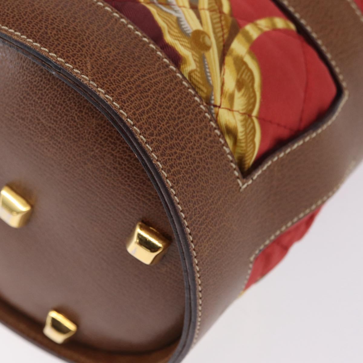 Salvatore Ferragamo Shoulder Bag Silk Red Brown Auth BA16513A