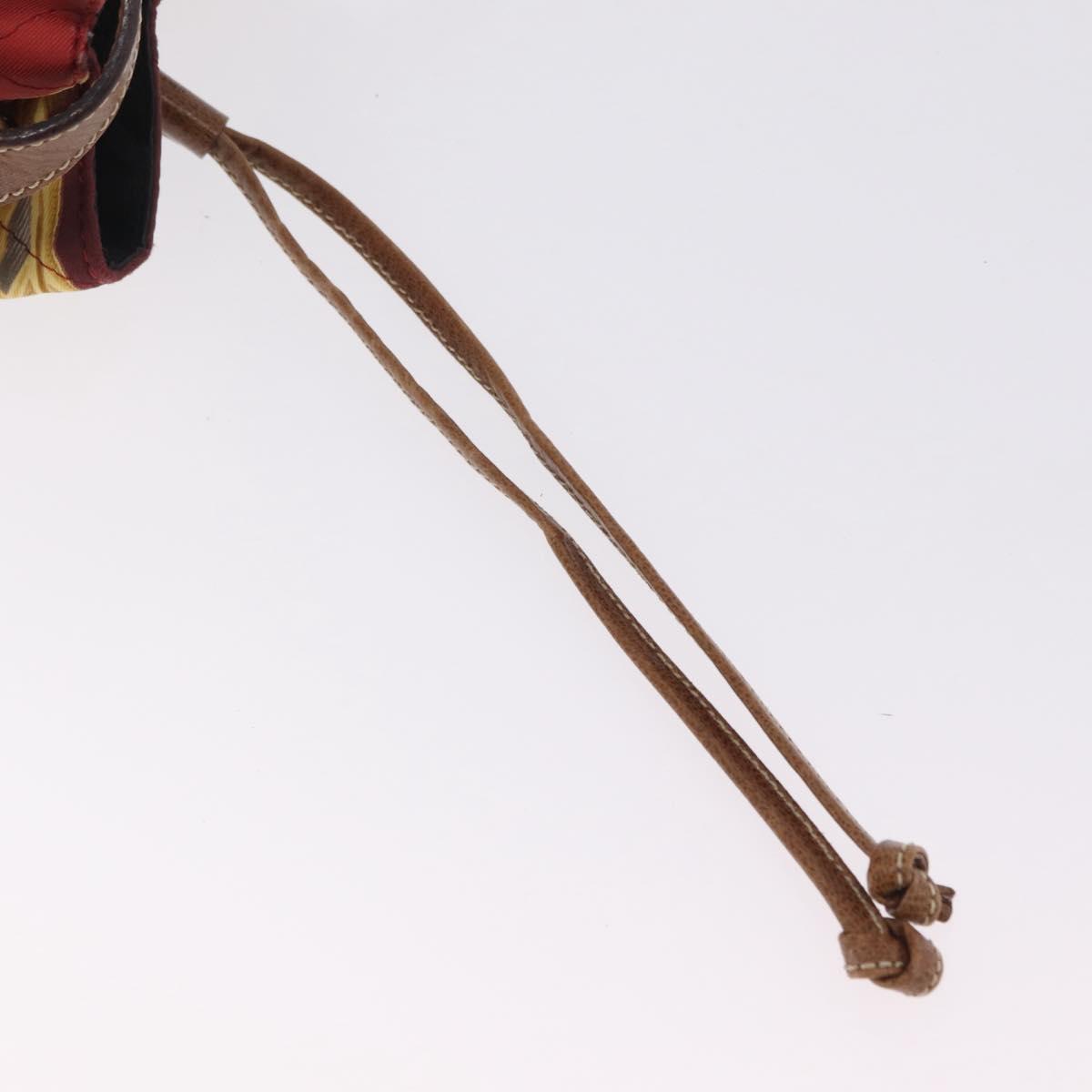 Salvatore Ferragamo Shoulder Bag Silk Red Brown Auth BA16513A