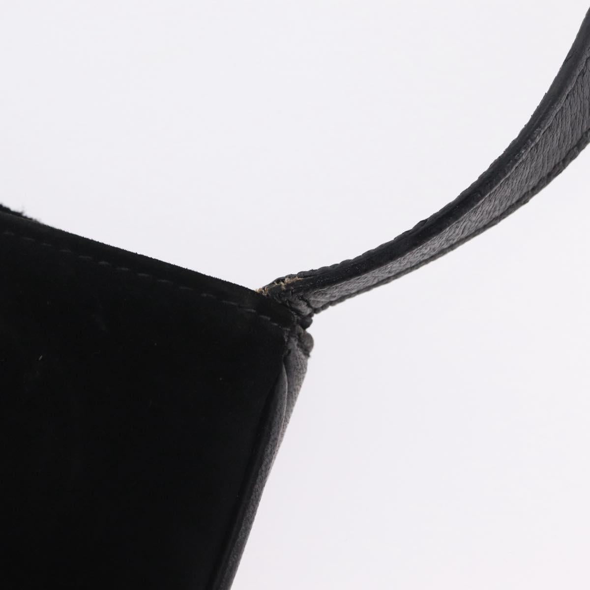 Salvatore Ferragamo Tote Bag Suede Black Gold Tone Auth BA16514