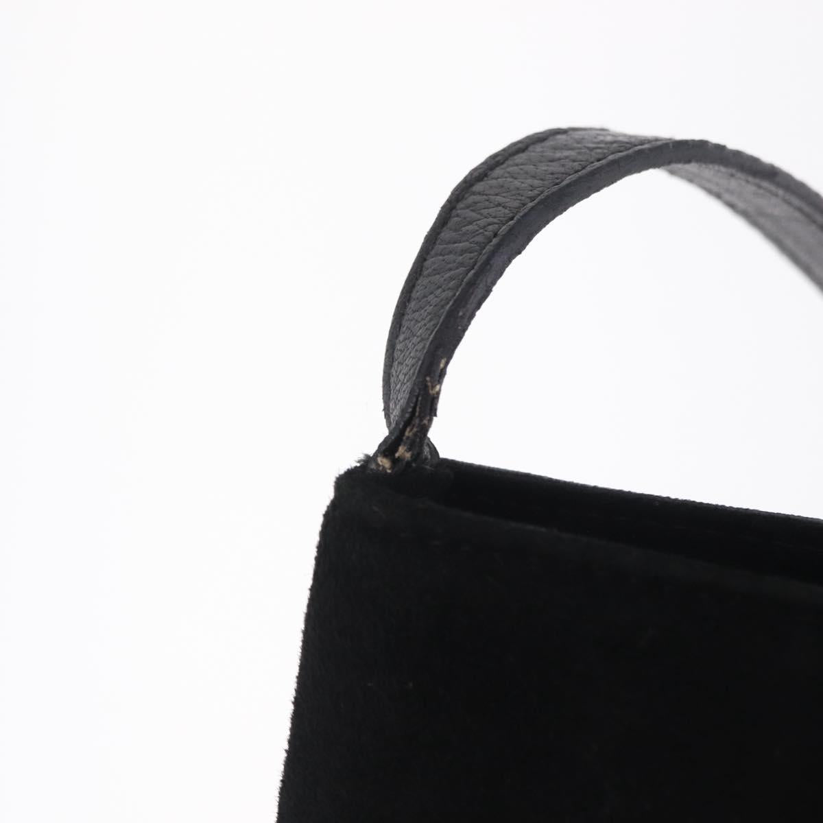 Salvatore Ferragamo Tote Bag Suede Black Gold Tone Auth BA16514