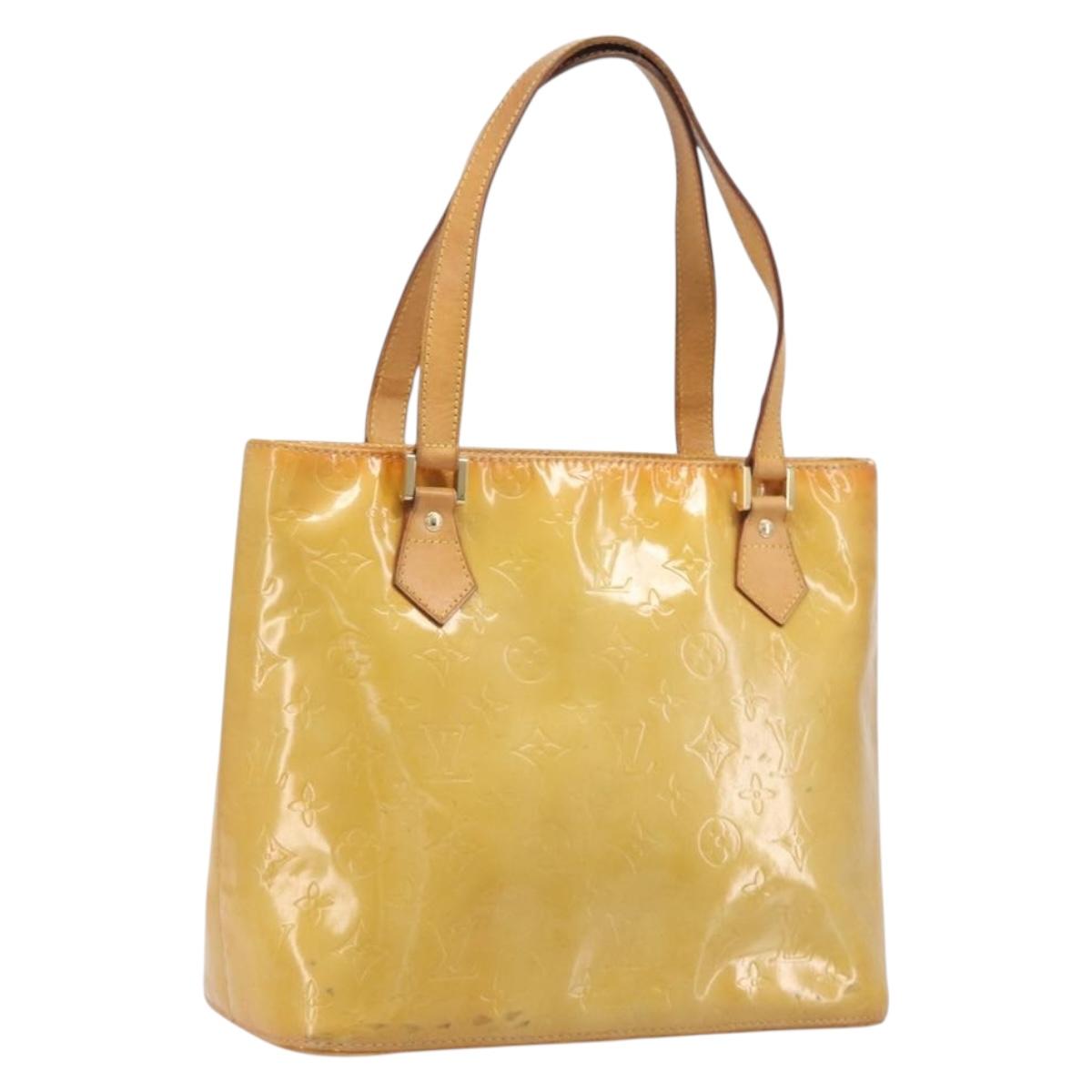 LOUIS VUITTON Monogram Vernis Houston Hand Bag Beige M91004 LV Auth BA16516