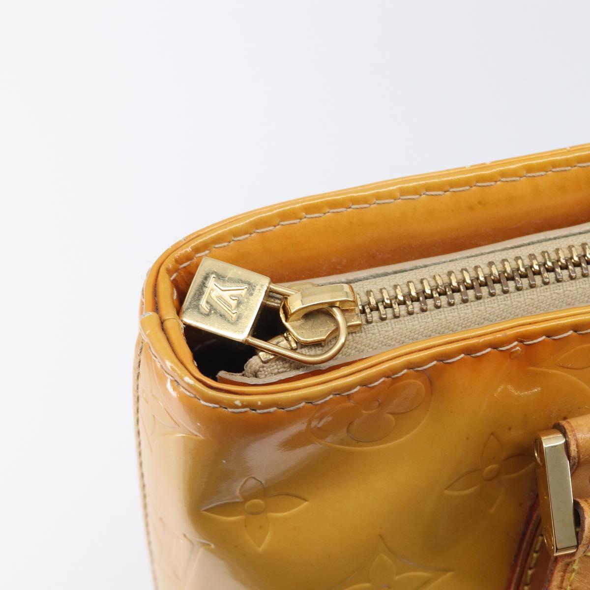 LOUIS VUITTON Monogram Vernis Houston Hand Bag Beige M91004 LV Auth BA16516
