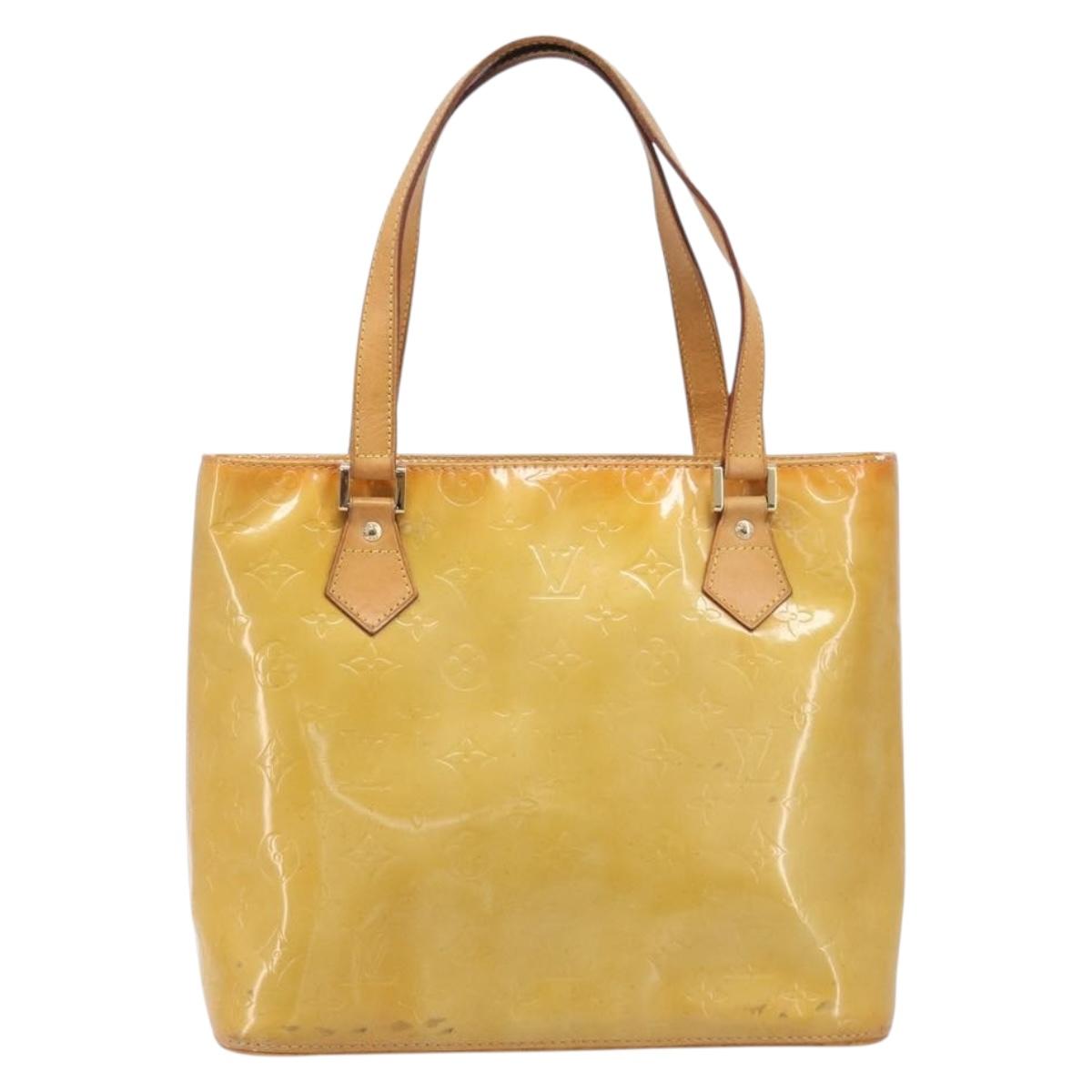 LOUIS VUITTON Monogram Vernis Houston Hand Bag Beige M91004 LV Auth BA16516