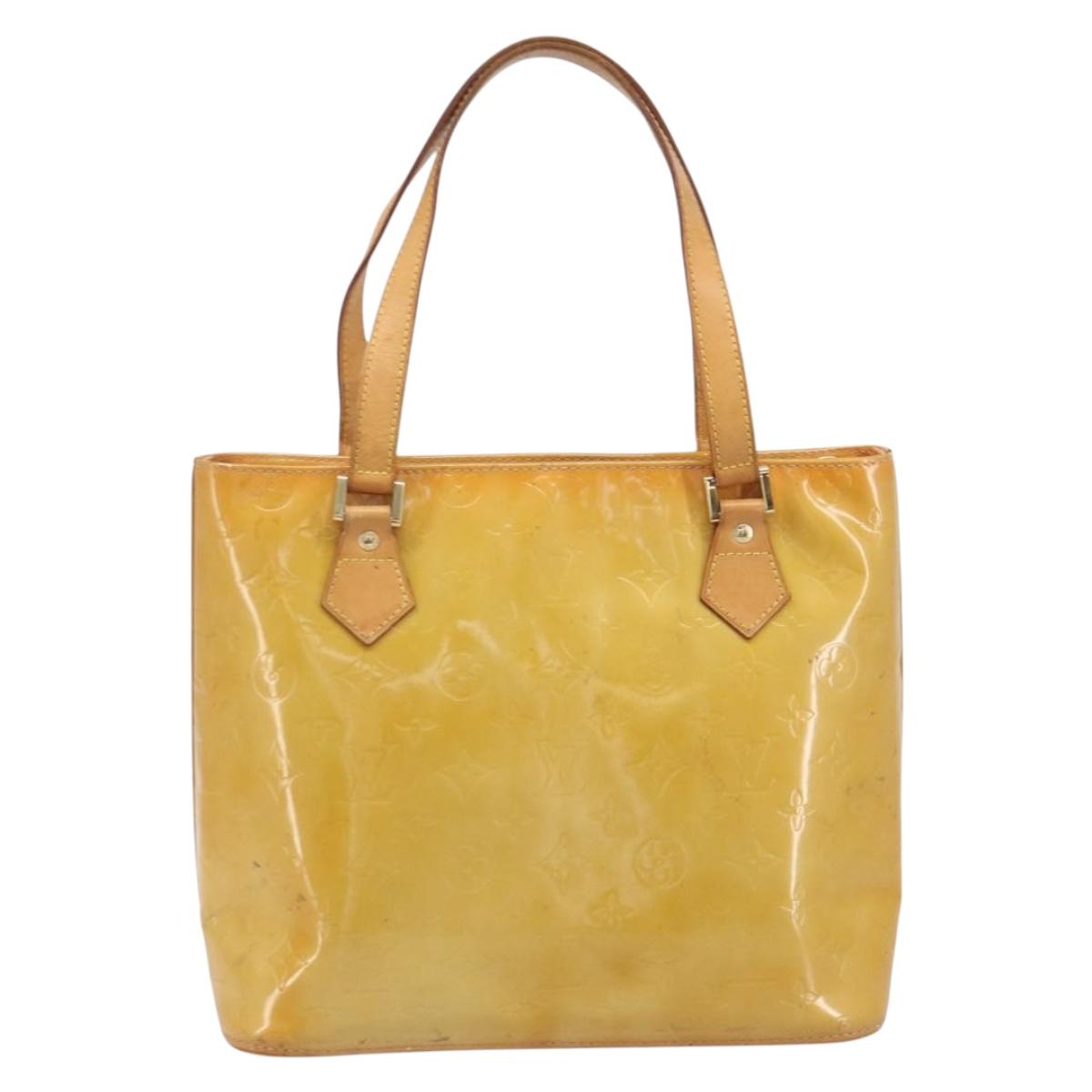 LOUIS VUITTON Monogram Vernis Houston Hand Bag Beige M91004 LV Auth BA16516