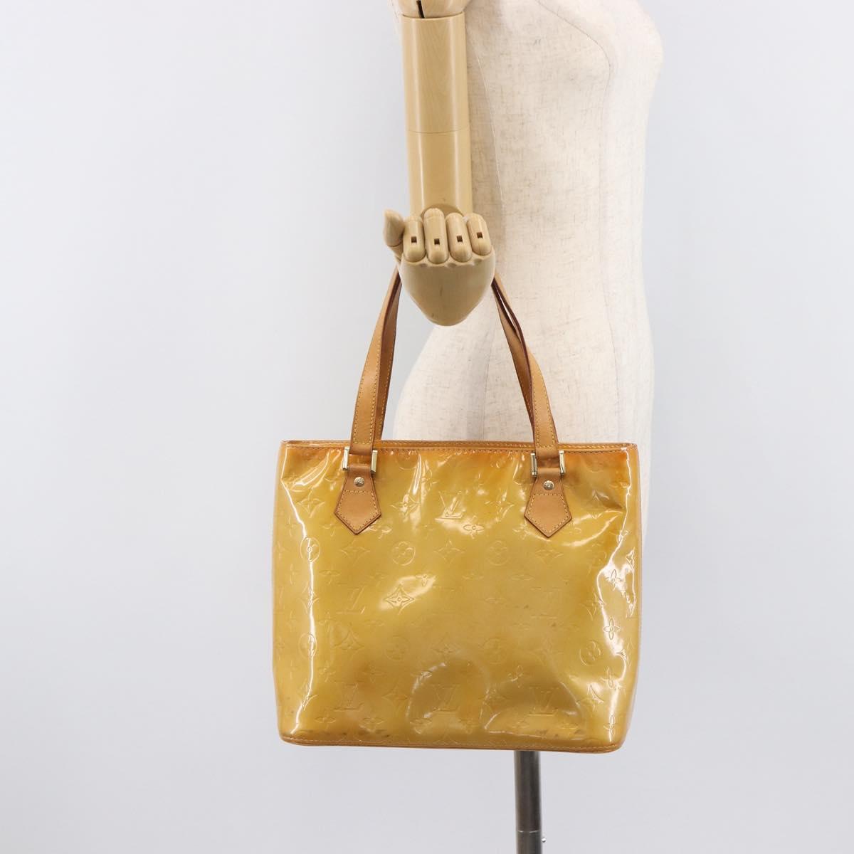 LOUIS VUITTON Monogram Vernis Houston Hand Bag Beige M91004 LV Auth BA16516