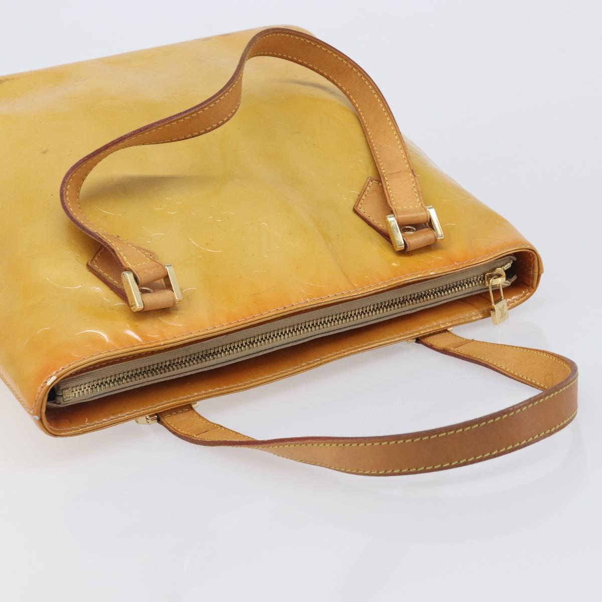 LOUIS VUITTON Monogram Vernis Houston Hand Bag Beige M91004 LV Auth BA16516