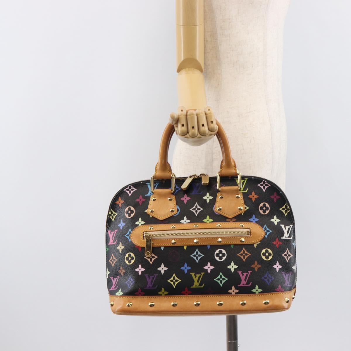 LOUIS VUITTON Monogram Multicolor Alma Hand Bag Black M92646 LV Auth BA16525A