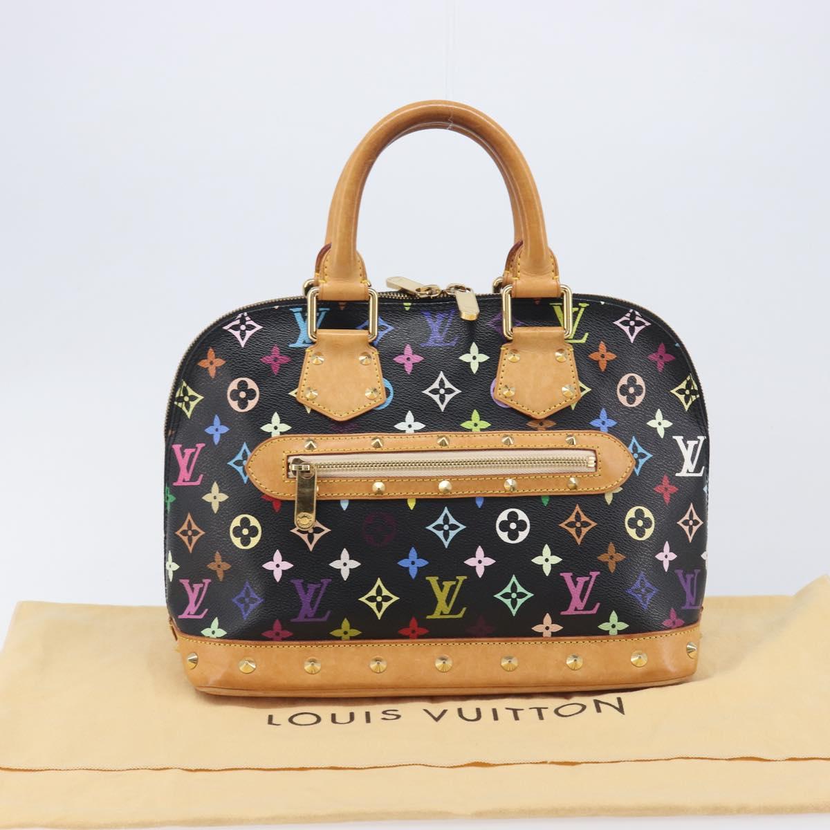 LOUIS VUITTON Monogram Multicolor Alma Hand Bag Black M92646 LV Auth BA16525A