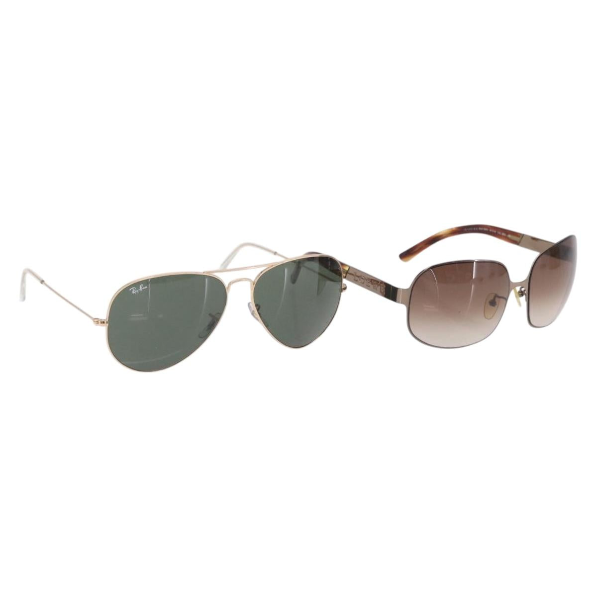 LOEWE Rayban Sunglasses Metal 2 Set Brown Gold Tone Auth BA16526